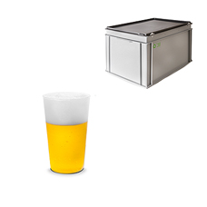 400x Herbruikbare Bekers 25cl (Voordeelpack) en Opbergbak 60L met Klep