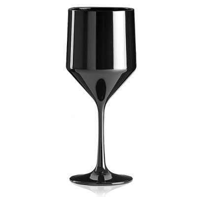 6x Zwarte Plastic Wijnglazen 48cl Onbreekbaar Premium Vino
