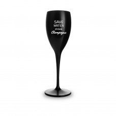 1x Zwarte Plastic Champagneglazen 17cl Save Water Drink Champagne