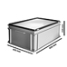 1x Stapelbare Opbergbak 40L Euronorm 600 x 400 x 235 mm Met Afsluitbare Deksel